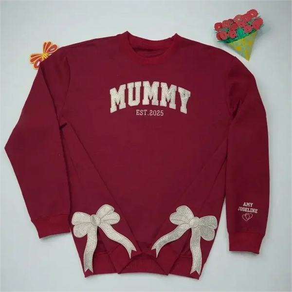 Customized Glitter Bow Embroidered Sweatshirt