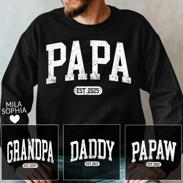 Personalized Papa Grandpa Daddy Papaw Hoodie for Men, Custom Name & Year EST. Sweatshirt, New Grandpa Gift 2025, Father’s Day Gift for Dad or Papa, Unisex Heavy Blend Pullover Hoodie