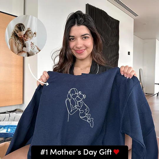 Custom Embroidered Hoodie Crewneck T-shirt,Mother's Day Gift