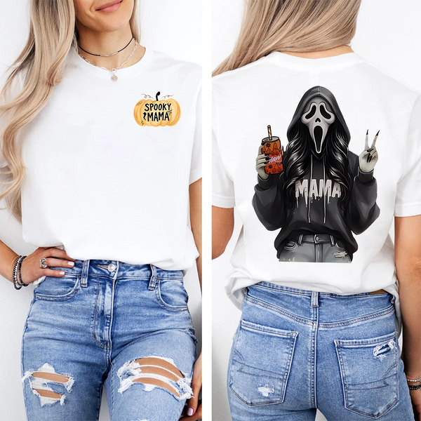 Spooky Mama/Dada Halloween – Fun Ghost Face Girl Drinking Water Design, Cozy Unisex Hoodie For Pumpkin Patch, Trick Or Treat And Autumn Vibes