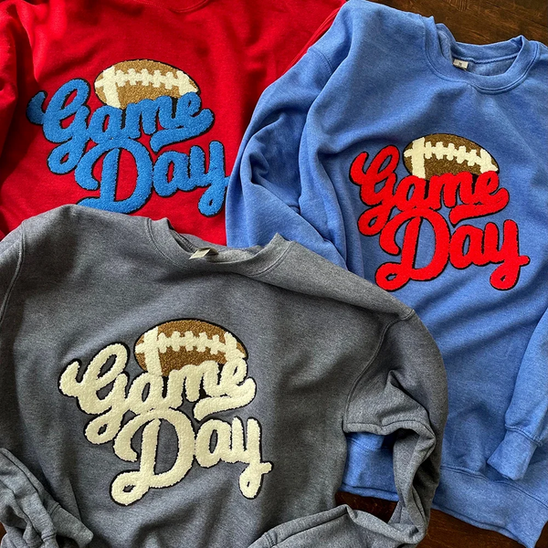 Game Day Chenille Embroidery Football Sweatshirt