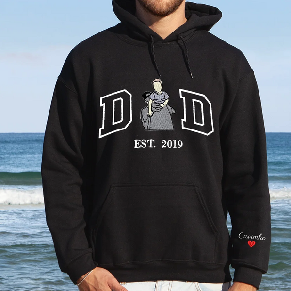Custom Portrait from Photo Sweatshirt Embroidered Dad Sweatshirt