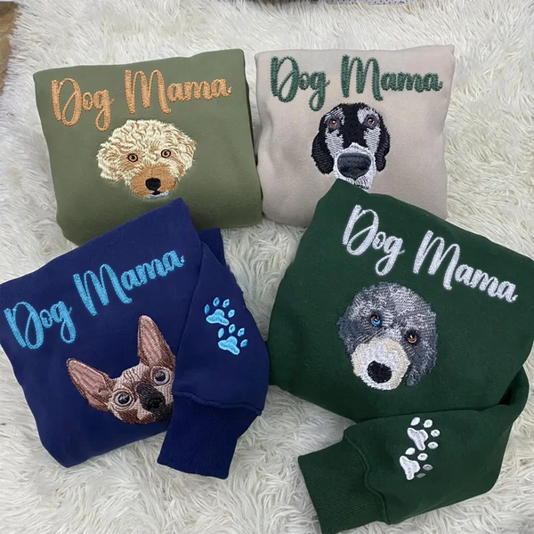 Embroidered Pet Sweatshirt Hoodie With Pet Names Gift For Dog Mom Pet Lovers