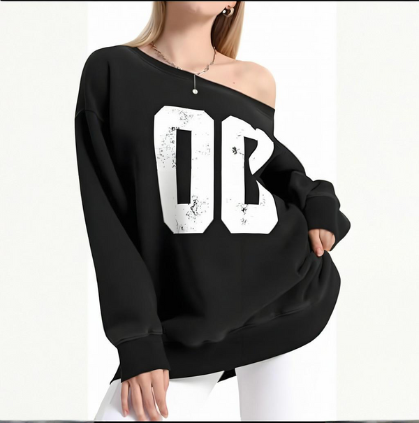 Custom Women's Sports Number Off-The-Shoulder Pullover Sweatshirt