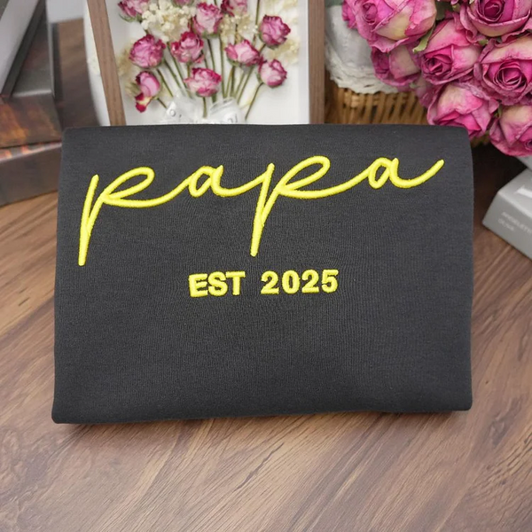 Custom Embroidered Dad Sweatshirt with Date and Kids Names on Sleeve,gifts for papa