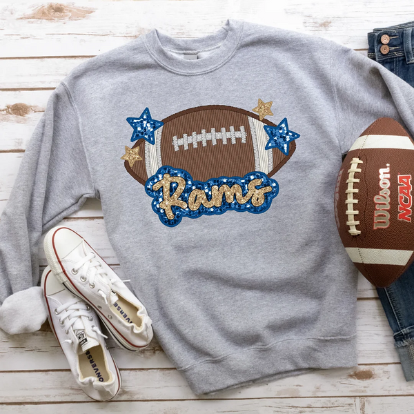 Custom Embroidered Double Glitter Sequined Football Sweatshirt