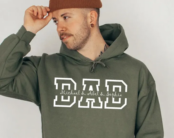 Personalized Dad Hoodies - Custom Dada Hoodie with Kids' Names, Perfect Gift for Father's Day