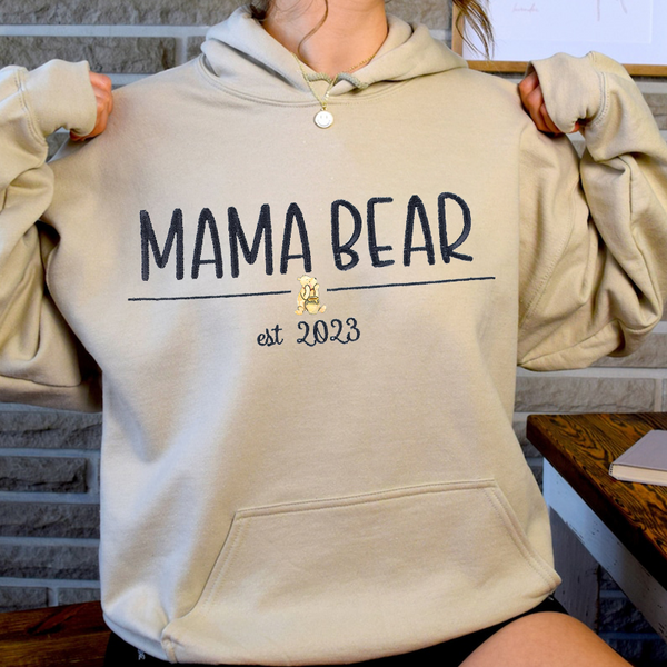 Personalized Mama Bear Embroidered Sweatshirt and Hoodie For Your Mom
