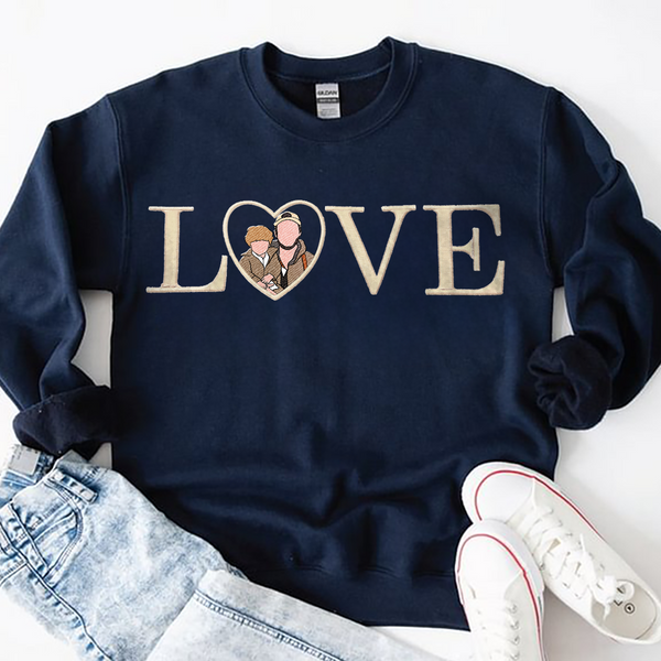Personalized Embroidered Photo Family LOVE Crewneck/Hoodie/T-shirt