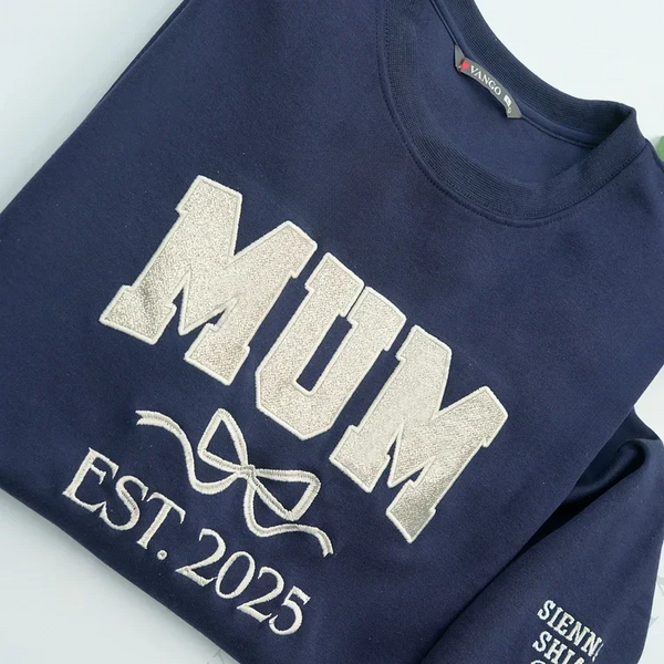 Mum Glitter Embroidered Sweatshirt Mother Day/Personalized Year