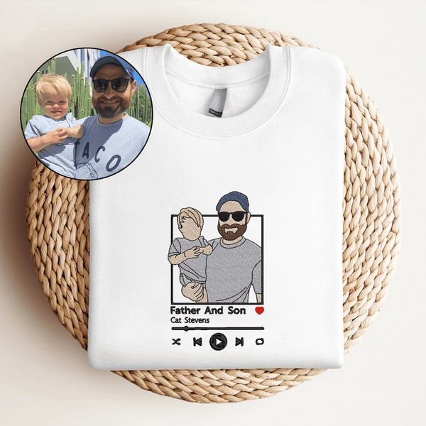 Embroidered Personalized Portrait from Your Photo With Favorite Song Music