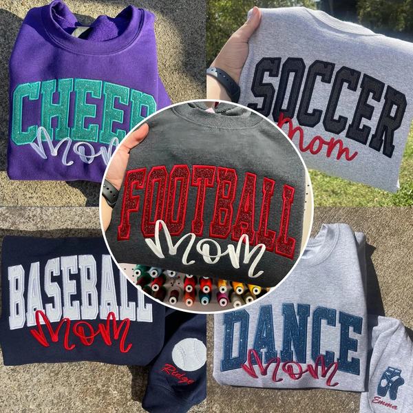 Custom Embroidered Glitter Cheer Mom T-shirt & Sweatshirt, Cheer Mom Gift