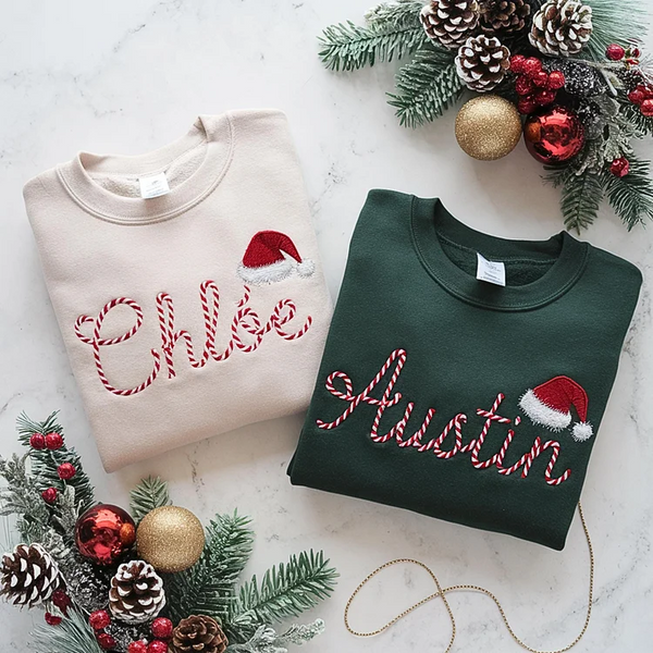 Custom Christmas Name Embroidered Sweatshirt