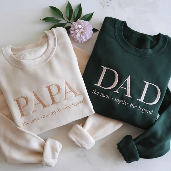 Personalized DAD & PAPA Embroidered Sweatshirt, Custom Father's Day Gift