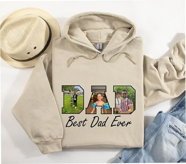 Custom Best Dad Ever With Kids Photo Sweatshirt, Father's Day Gift