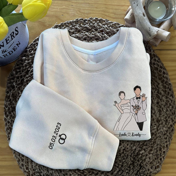 Personalized Couple Photo Embroidered Sweatshirt (Customized free)