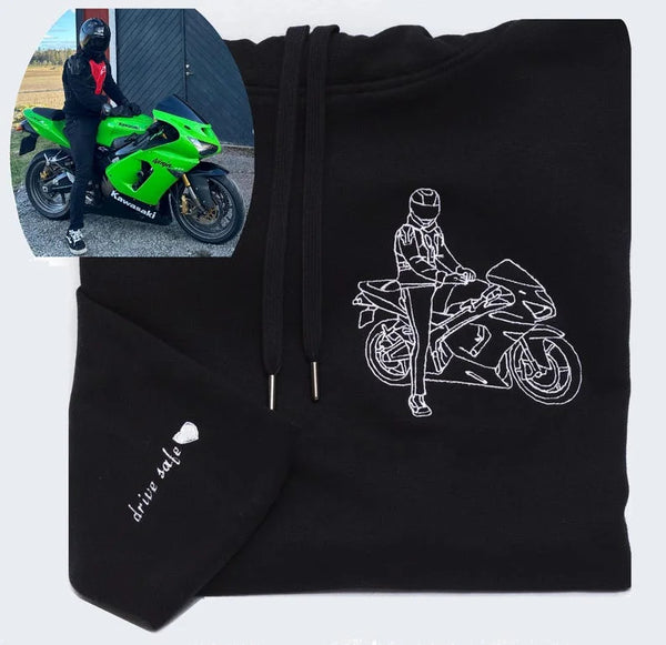 Personalized Embroidered Premium Hoodie With Outline Image Of Your Vehicle