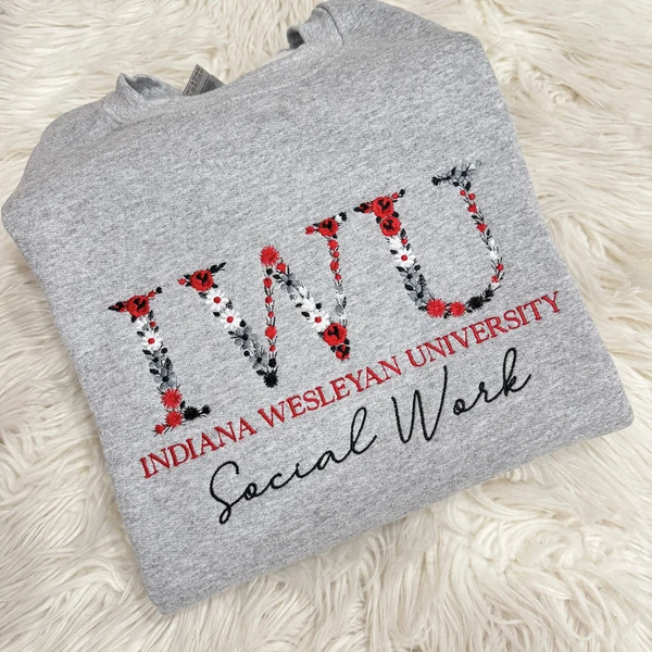 College Sorority Sweatshirt – Floral Greek Letter Embroidery Gift