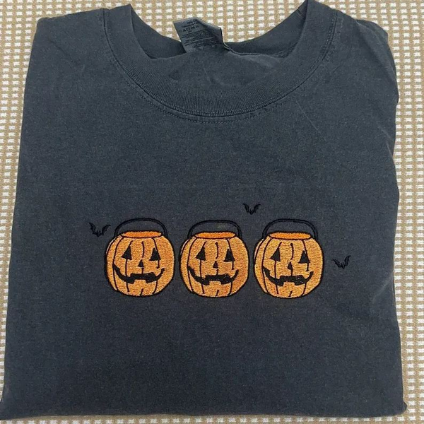 Halloween Pumpkin Embroidered Sweatshirt