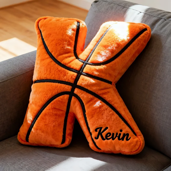 Personalized Graphic3DPrint Basketball Letter Shaped Pillow with Custom Name for Sports Fans