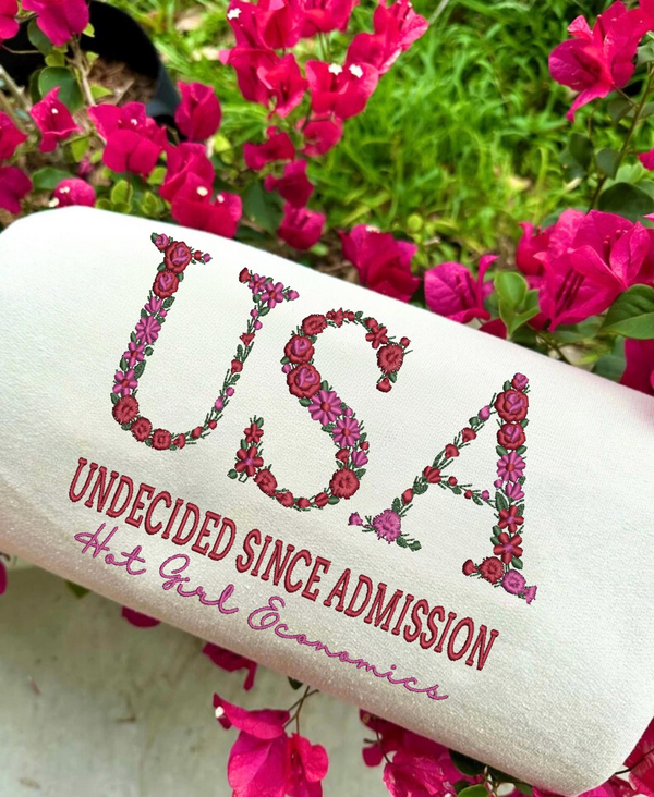 Custom College Floral Letter Embroidered Sweatshirt