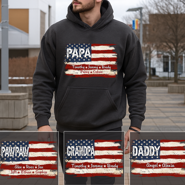 Personalized Papa Holiday Flag with Grandkids – Unique Christmas Gift for Papa, Custom Family Name Flag