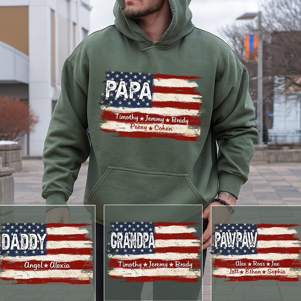 Personalized Papa Holiday Flag with Grandkids – Unique Christmas Gift for Papa, Custom Family Name Flag