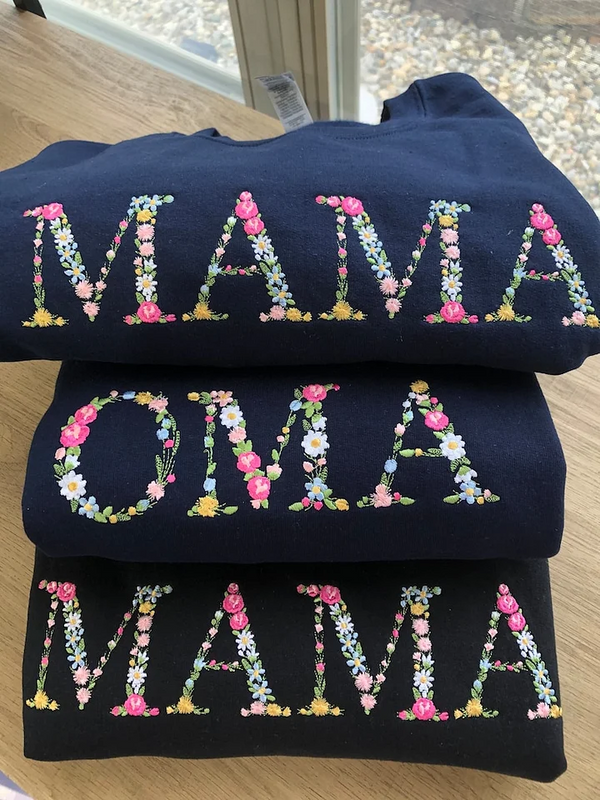 Personalized Embroidered Floral Mama Grandma Sweatshirt - Mother's Day Gift