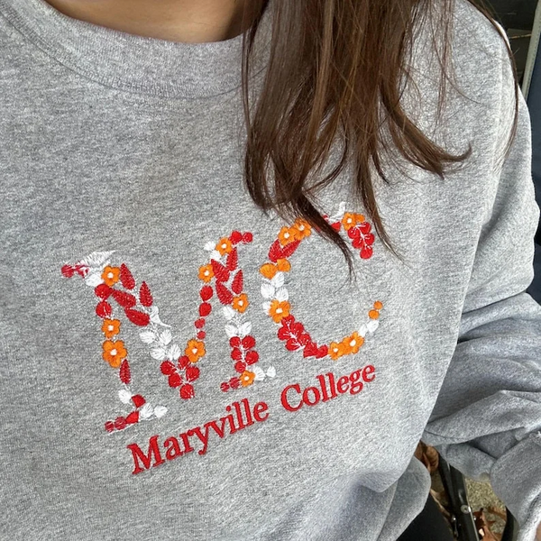 Custom College Floral Embroidered Sweatshirt - Graduation Gift, Sorority