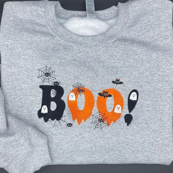 Embroidered Halloween Boo Sweatshirt