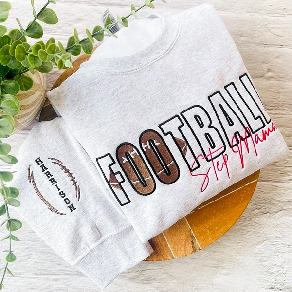 Personalized Game Day Mama Sweatshirt with kids name on the sleeve Football/Baseball/Soccer Mama