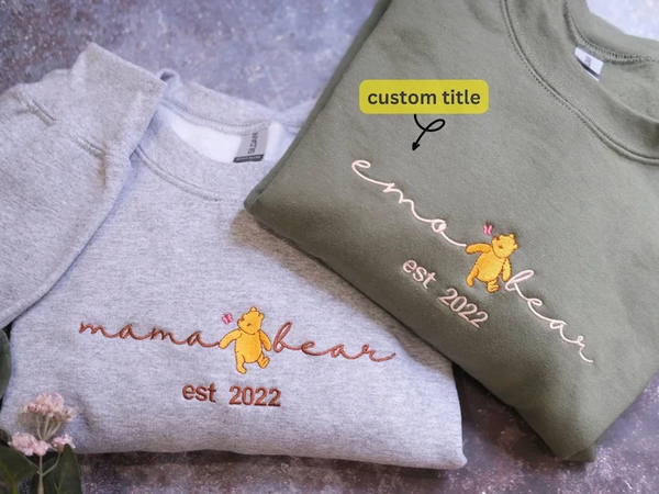 Custom Mama Bear Shirt with Kid Name on Sleeve,Mothers Day Gift