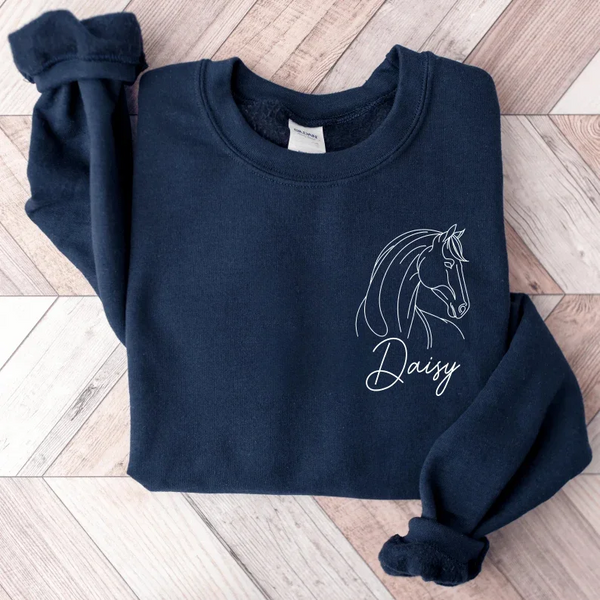 Custom Embroidered Horse Outline Sweatshirt - Personalized Horse Design