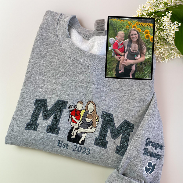 Custom Embroidered Portrait Glitter Sweatshirt