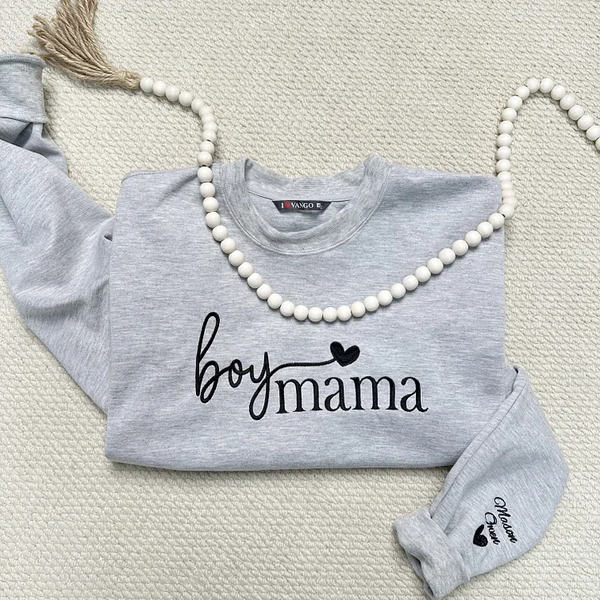 Custom Embroidered Boy Mama Sweatshirt ,Personalized Gift for Mama
