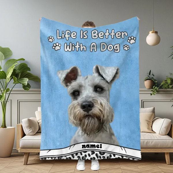 Custom Photo Life Is Better With Dog & Cat - Personalized Custom Blanket