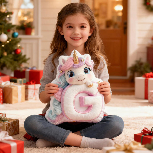 Personalized Letter-Shaped Unicorn Pillow Christmas Gift for Girls