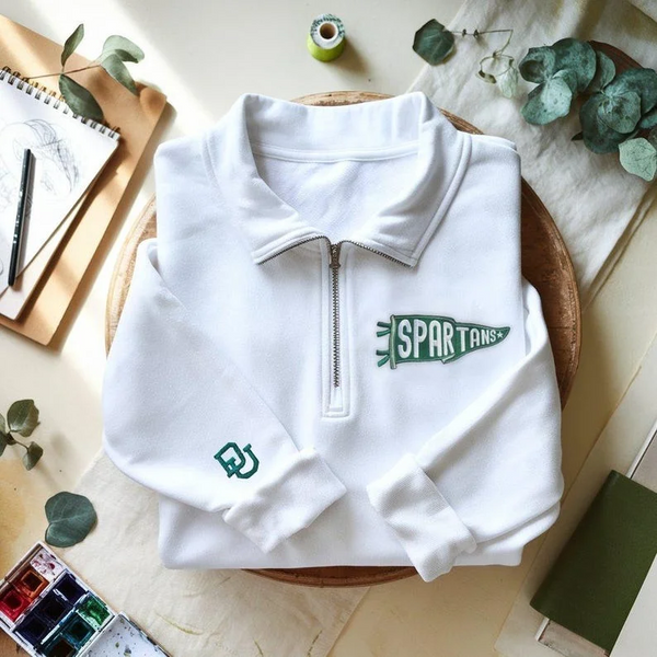 Custom Team Pennant Quarter Zip Sweatshirt with Your School Name or Mascot