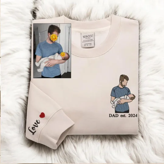 🔥 Custom Embroidered Family Sweatshirt - Mom & Dad Photo Hoodie