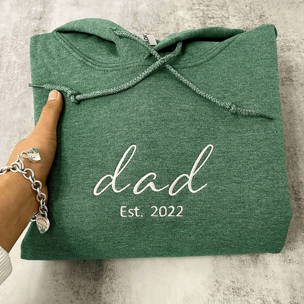 Personalized Father's Day hoodie or sweatshirt with your child's name on the sleeve