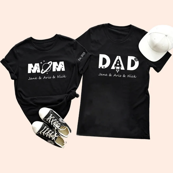 Custom Mama Dad Est Year T-shirt, with Children's Names, Mother's Day Gift
