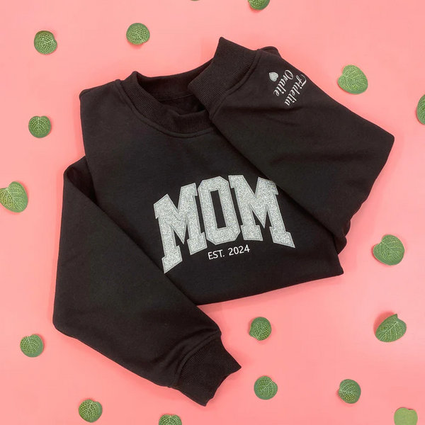 Custom Embroidered Applique Glitter Mama Sweatshirt - Gift for Mom