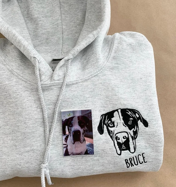 Custom Embroidered Pet Face Hoodie,Tee,Sweatshirt