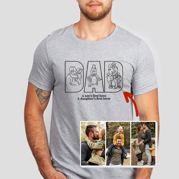 Custom Photo Outline Embroidered Sweatshirt For Father's Day - Gifts for Dad, Papa, Daddy and Grandpa