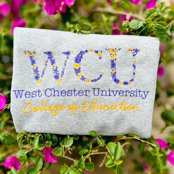 Floral Embroidered College Sweatshirt - Personalized Sorority Crewneck & Graduation Gift