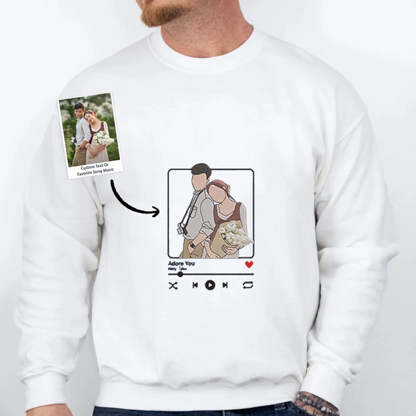 Custom Full Color Embroidered Sweatshirt Portrait Family, Dad, Lover
