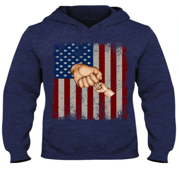 Dad And Kids Hands American Flag