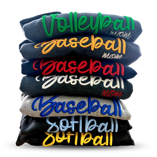 Custom 3D Puff Embroidered Baseball Softball Mom Sweatshirt