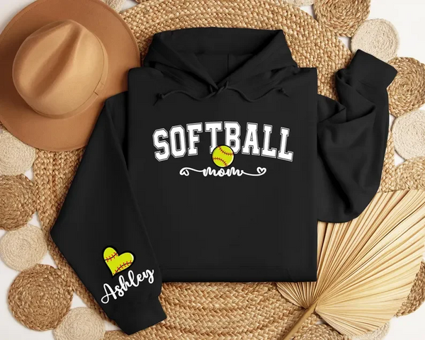 Personalized Softball Mom Hoodie, Softball Mom Sweatshirt, Softball Mama Sweatshirt, Gift For Softball Mom, Sport Mom Gifts