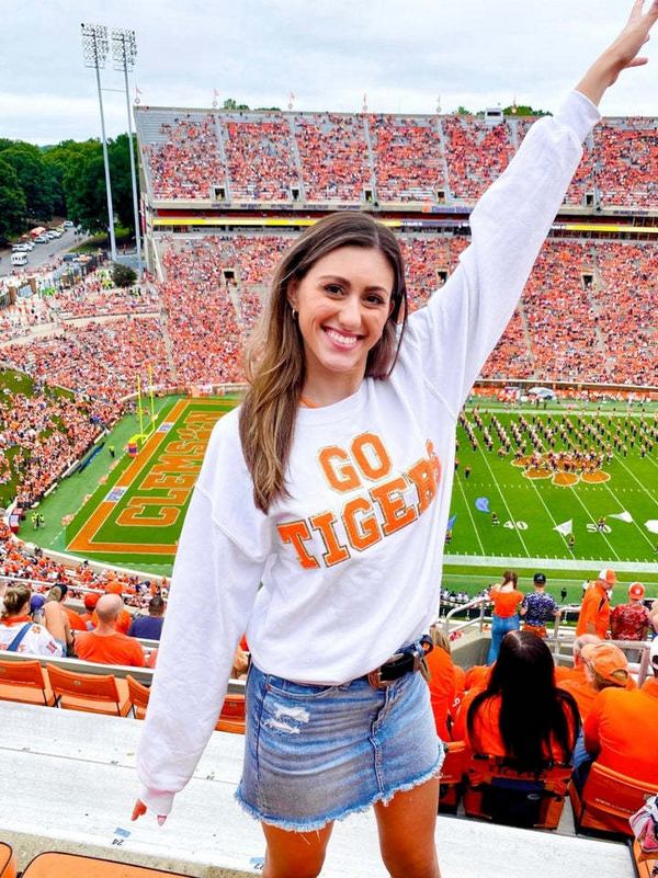 Customized Team Color Game Day Gorgeous Football Letter Patch Sweatshirt